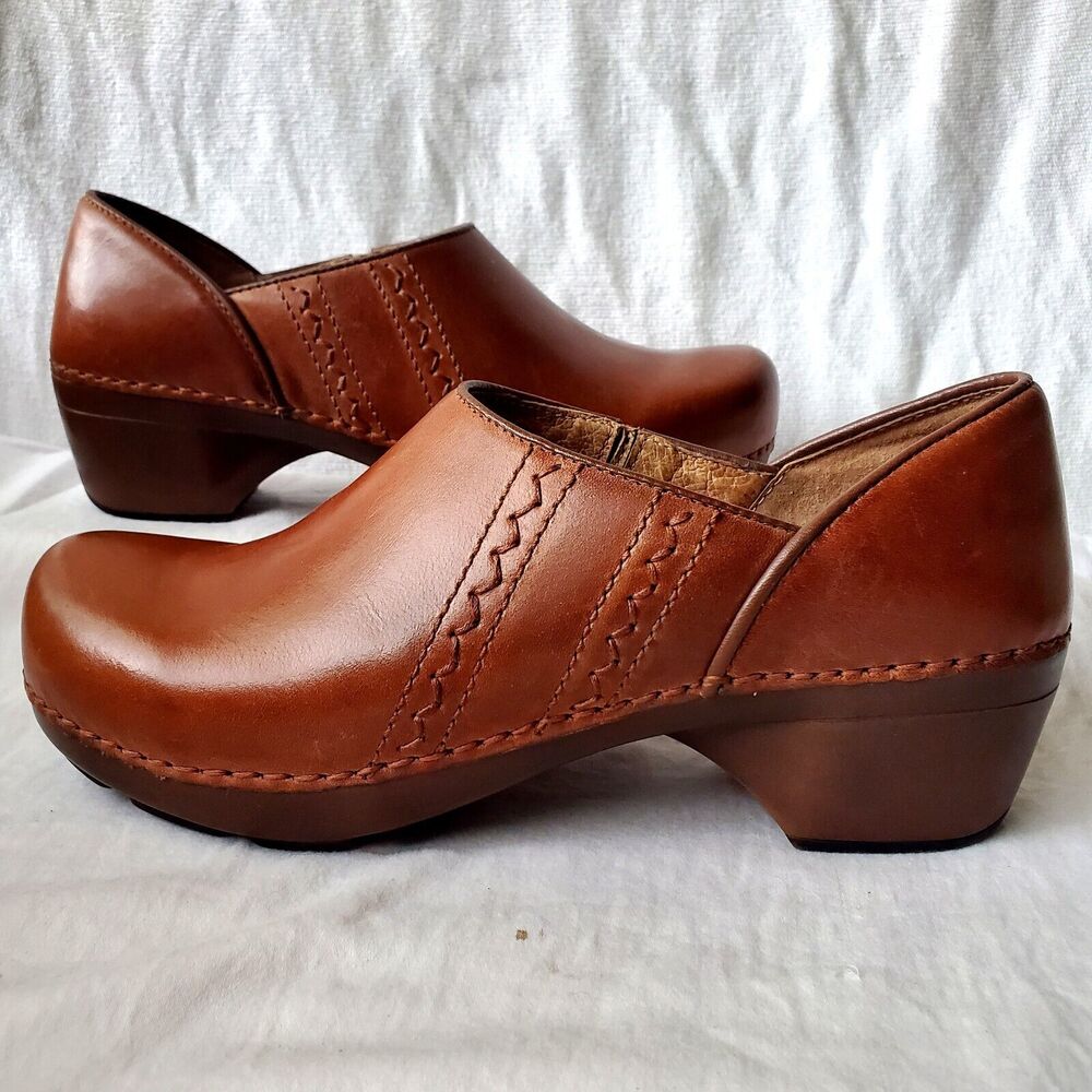 Dansko Sienna Women's Leather Clogs Slip On Shoes Brown Size EU 39/US 8.5-9